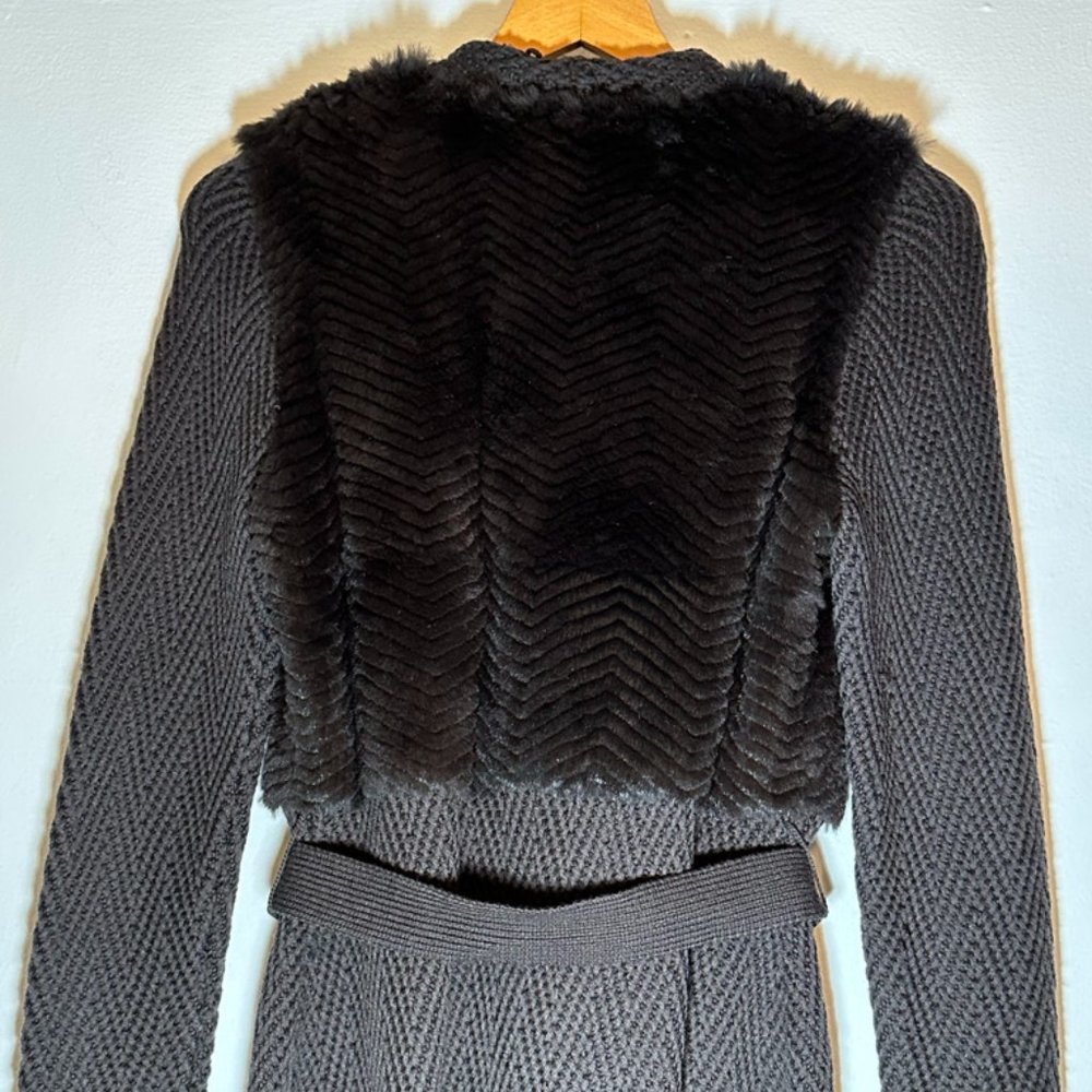 Elie Tahari Wool/Fur Long Belted Sweater View 6